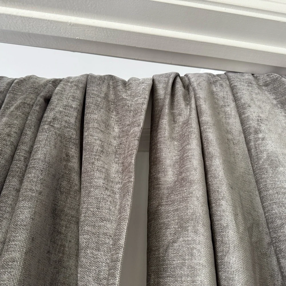 West Elm 2 Worn Velvet Blackout Curtain Panels Charcoal Grey Metal 48x96